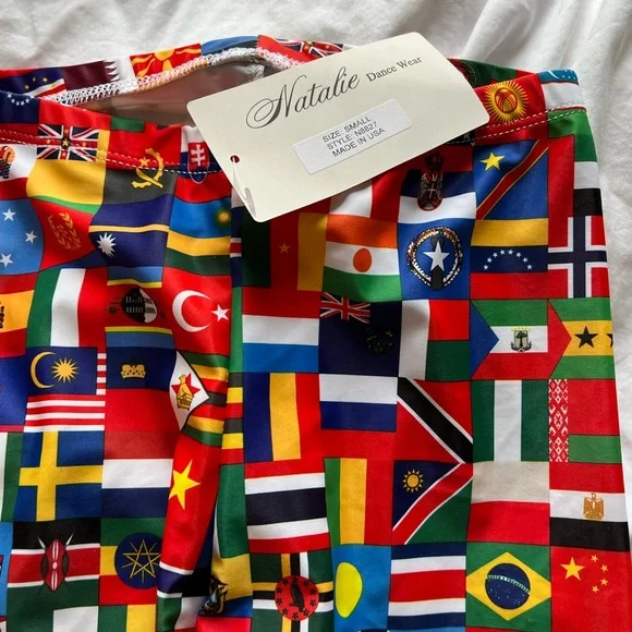 NWT: Natalie Dancewear world flag leggings - Picture 2 of 7